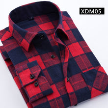Cargar imagen en el visor de la galería, Camisa informal a cuadros para hombre, camisa de franela para primavera y otoño, camisas de vestir para hombre, camisa de algodón ajustada de manga larga a la moda para hombre