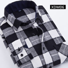 Cargar imagen en el visor de la galería, Camisa informal a cuadros para hombre, camisa de franela para primavera y otoño, camisas de vestir para hombre, camisa de algodón ajustada de manga larga a la moda para hombre
