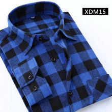 Cargar imagen en el visor de la galería, Camisa informal a cuadros para hombre, camisa de franela para primavera y otoño, camisas de vestir para hombre, camisa de algodón ajustada de manga larga a la moda para hombre