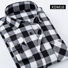 Cargar imagen en el visor de la galería, Camisa informal a cuadros para hombre, camisa de franela para primavera y otoño, camisas de vestir para hombre, camisa de algodón ajustada de manga larga a la moda para hombre