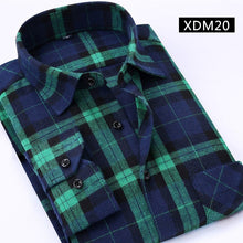 Cargar imagen en el visor de la galería, Camisa informal a cuadros para hombre, camisa de franela para primavera y otoño, camisas de vestir para hombre, camisa de algodón ajustada de manga larga a la moda para hombre