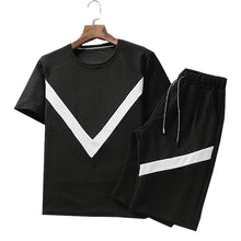 Учитај слику у прегледач галерије, Летњи мушки сет спортске одеће Мода 2020 мушка одећа црно беле мајице кратке хлаче Лежерне тренерке Мушка тренерка плус величина 4КСЛ