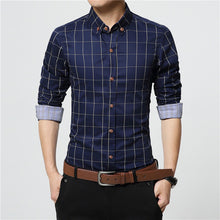 Load image into Gallery viewer, ERIDANUS 2017 Men's Plaid Cotton Dress Shirts Male High Quality Long Sleeve Slim Fit Business Casual Shirt Plus Size 5XL M433