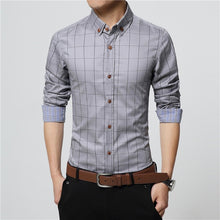 Load image into Gallery viewer, ERIDANUS 2017 Men's Plaid Cotton Dress Shirts Male High Quality Long Sleeve Slim Fit Business Casual Shirt Plus Size 5XL M433