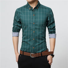 Load image into Gallery viewer, ERIDANUS 2017 Men's Plaid Cotton Dress Shirts Male High Quality Long Sleeve Slim Fit Business Casual Shirt Plus Size 5XL M433