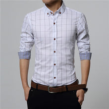 Load image into Gallery viewer, ERIDANUS 2017 Men's Plaid Cotton Dress Shirts Male High Quality Long Sleeve Slim Fit Business Casual Shirt Plus Size 5XL M433