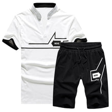 Load image into Gallery viewer, Tracksuit Men New 2019 Summer Two Piece Set Men Short Sleeve T Shirt Cropped Top+Shorts Suit Mens Sportwear Shorts Sets Outwear