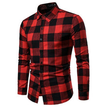 Load image into Gallery viewer, Plaid Shirt 2019 New Autumn Winter Flannel Red Checkered Shirt Men Shirts Long Sleeve Chemise Homme Cotton Male Check Shirts