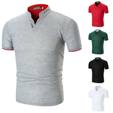 Cargar imagen en el visor de la galería, Caliente camisa para hombre de algodón sólido Slim Fit manga corta con cuello en V Casual verano Top músculo Casual masculino verano moda camisa básica Camiseta