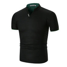 Cargar imagen en el visor de la galería, Caliente camisa para hombre de algodón sólido Slim Fit manga corta con cuello en V Casual verano Top músculo Casual masculino verano moda camisa básica Camiseta