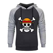 Cargar imagen en el visor de la galería, Conjuntos de Anime de una pieza para hombre, sudaderas con capucha, pantalones, Sudadera con capucha de Calavera Luffy, pantalón, Otoño Invierno 2019, pantalones de chándal informales de 2 piezas con capucha