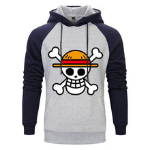 Cargar imagen en el visor de la galería, Conjuntos de Anime de una pieza para hombre, sudaderas con capucha, pantalones, Sudadera con capucha de Calavera Luffy, pantalón, Otoño Invierno 2019, pantalones de chándal informales de 2 piezas con capucha