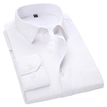 Load image into Gallery viewer, 4XL 5XL 6XL 7XL 8XL Large Size Men's Business Casual Long Sleeved Shirt White Blue Black Smart Male Social Dress Shirt Plus