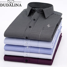 Cargar imagen en el visor de la galería, Dudalina, novedad de 2020, camisas de manga larga para hombre, camisa informal a rayas de corte clásico, cómoda, suave, informal, con botones, camisetas informales para hombre