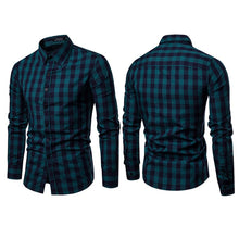 Cargar imagen en el visor de la galería, Vestido clásico informal de manga larga con botones para hombre, camisas de negocios, Tops, blusa a cuadros ajustada de S-2XL moderna con forma muscular