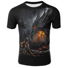 Cargar imagen en el visor de la galería, Camiseta para hombre, camisetas informales de manga corta con cuello redondo, camisetas con estampado de dragones, ropa de calle divertida para hombre