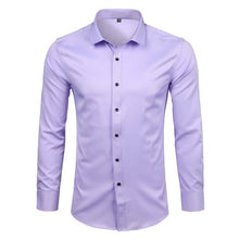 Load image into Gallery viewer, Purple Men's Bamboo Fiber Dress Shirt 2018 Brand New Slim Fit Long Sleeve Chemise Homme Non Iron Easy Care Formal Shirt For Men