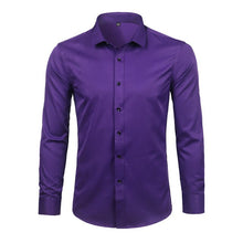 Load image into Gallery viewer, Purple Men's Bamboo Fiber Dress Shirt 2018 Brand New Slim Fit Long Sleeve Chemise Homme Non Iron Easy Care Formal Shirt For Men