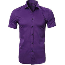 Load image into Gallery viewer, Purple Men's Bamboo Fiber Dress Shirt 2018 Brand New Slim Fit Long Sleeve Chemise Homme Non Iron Easy Care Formal Shirt For Men