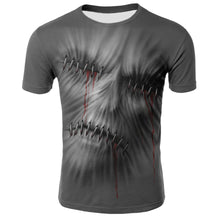 Cargar imagen en el visor de la galería, Camisetas de verano para hombre, camisetas informales de manga corta con cuello redondo, ropa de estilo Hip Hop, ropa de calle a la moda, camiseta con calavera 3D para hombre