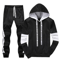 Cargar imagen en el visor de la galería, Conjuntos de ropa deportiva con capucha para hombre, chándal informal para primavera e invierno 2020, traje de dos piezas para hombre, sudadera con capucha y pantalones de chándal para hombre