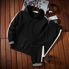 Cargar imagen en el visor de la galería, Conjuntos de ropa deportiva con capucha para hombre, chándal informal para primavera e invierno 2020, traje de dos piezas para hombre, sudadera con capucha y pantalones de chándal para hombre