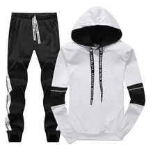 Cargar imagen en el visor de la galería, Conjuntos de ropa deportiva con capucha para hombre, chándal informal para primavera e invierno 2020, traje de dos piezas para hombre, sudadera con capucha y pantalones de chándal para hombre