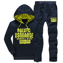 Cargar imagen en el visor de la galería, Conjuntos de ropa deportiva con capucha para hombre, chándal informal para primavera e invierno 2020, traje de dos piezas para hombre, sudadera con capucha y pantalones de chándal para hombre