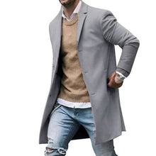 Cargar imagen en el visor de la galería, Otoño Invierno para hombre marca chaquetas de mezcla de lana abrigo masculino Casual sólido abrigos con cuello delgado gabardinas largas de algodón ropa de calle