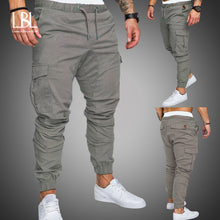 Cargar imagen en el visor de la galería, Pantalones de otoño para hombre, pantalones para correr estilo Harem de Hip Hop, nuevos pantalones para hombre 2019, pantalones Cargo lisos con múltiples bolsillos, pantalones de chándal ajustados