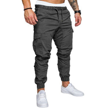 Cargar imagen en el visor de la galería, Pantalones de otoño para hombre, pantalones para correr estilo Harem de Hip Hop, nuevos pantalones para hombre 2019, pantalones Cargo lisos con múltiples bolsillos, pantalones de chándal ajustados