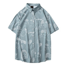 Cargar imagen en el visor de la galería, Moda novedosa camisa de manga corta holgada con cuello vuelto y estampado de dibujos animados para hombre de verano 2019 novedades de verano