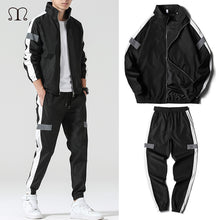 Load image into Gallery viewer, Men's Set Fashion Sports Men Sweatsuit Hip Hop Fitness Clothing Two Pieces Sweatshirt Sweatpant Male Tracksuit Black White Grey