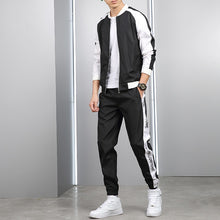 Load image into Gallery viewer, Men's Set Fashion Sports Men Sweatsuit Hip Hop Fitness Clothing Two Pieces Sweatshirt Sweatpant Male Tracksuit Black White Grey