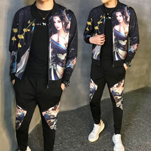 Учитај слику у прегледач галерије, Тренерка мушка тренерка азијске величине Мода Хомбре 2020 Нови мушки комплет јесењи мушки спортски комплети од 2 комада Спортска јакна + панталоне 5кл