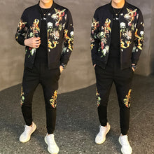 Учитај слику у прегледач галерије, Тренерка мушка тренерка азијске величине Мода Хомбре 2020 Нови мушки комплет јесењи мушки спортски комплети од 2 комада Спортска јакна + панталоне 5кл