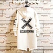 Учитај слику у прегледач галерије, Зимски танак дуги капут за мушкарце Мушка јакна са словом штампе са капуљачом у војном стилу црна хип хоп улична одећа јесења корејска мушка јакна