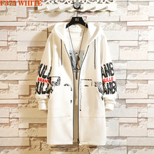 Учитај слику у прегледач галерије, Зимски танак дуги капут за мушкарце Мушка јакна са словом штампе са капуљачом у војном стилу црна хип хоп улична одећа јесења корејска мушка јакна