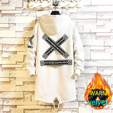 Учитај слику у прегледач галерије, Зимски танак дуги капут за мушкарце Мушка јакна са словом штампе са капуљачом у војном стилу црна хип хоп улична одећа јесења корејска мушка јакна