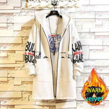 Учитај слику у прегледач галерије, Зимски танак дуги капут за мушкарце Мушка јакна са словом штампе са капуљачом у војном стилу црна хип хоп улична одећа јесења корејска мушка јакна