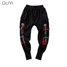 Load image into Gallery viewer, Letter Ribbons Casual Hip Hop Joggers Cargo Pants For Men Block Hit Color Pocket Track Pants Male Trousers Sweatpants Streetwear