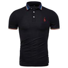 Cargar imagen en el visor de la galería, Dropshipping 2019 nuevo Polo de algodón de verano para hombre, Polo de manga corta con bordado de ciervo sólido, Polo a la moda para hombre, camisas de jirafa para hombre