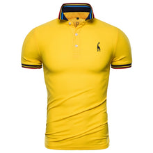 Cargar imagen en el visor de la galería, Dropshipping 2019 nuevo Polo de algodón de verano para hombre, Polo de manga corta con bordado de ciervo sólido, Polo a la moda para hombre, camisas de jirafa para hombre