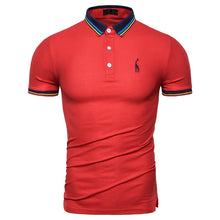 Cargar imagen en el visor de la galería, Dropshipping 2019 nuevo Polo de algodón de verano para hombre, Polo de manga corta con bordado de ciervo sólido, Polo a la moda para hombre, camisas de jirafa para hombre