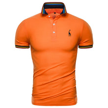 Cargar imagen en el visor de la galería, Dropshipping 2019 nuevo Polo de algodón de verano para hombre, Polo de manga corta con bordado de ciervo sólido, Polo a la moda para hombre, camisas de jirafa para hombre