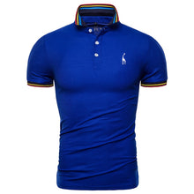 Cargar imagen en el visor de la galería, Dropshipping 2019 nuevo Polo de algodón de verano para hombre, Polo de manga corta con bordado de ciervo sólido, Polo a la moda para hombre, camisas de jirafa para hombre