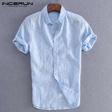 Cargar imagen en el visor de la galería, INCERUN, camisetas elegantes de S-5XL para hombre, camisas informales, camisas sociales para hombre, vestido con botones y cuello vuelto, ropa ajustada para hombre, Camisa