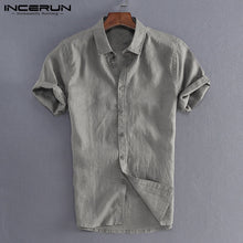 Cargar imagen en el visor de la galería, INCERUN, camisetas elegantes de S-5XL para hombre, camisas informales, camisas sociales para hombre, vestido con botones y cuello vuelto, ropa ajustada para hombre, Camisa