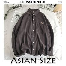 Cargar imagen en el visor de la galería, Privathinker, camisa sólida para hombre, manga larga, 2019, moda coreana para hombre, camisa bordada de lunes, ropa de calle para hombre, camisas de primavera para mujer