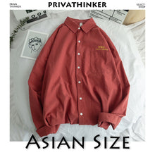 Cargar imagen en el visor de la galería, Privathinker, camisa sólida para hombre, manga larga, 2019, moda coreana para hombre, camisa bordada de lunes, ropa de calle para hombre, camisas de primavera para mujer